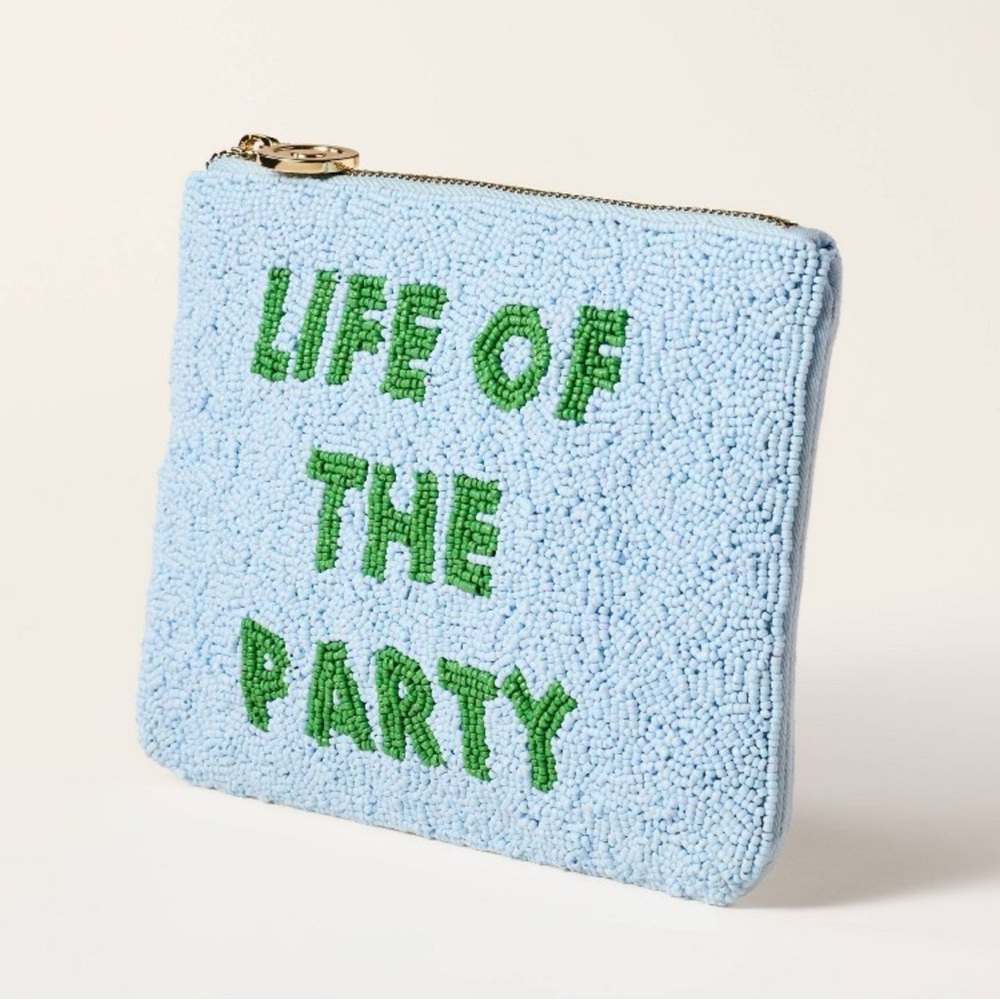 Kate Spade x Target NWT Life of the Party Beaded Clutch Blue/Green Bead Pouch - Picture 3 of 15